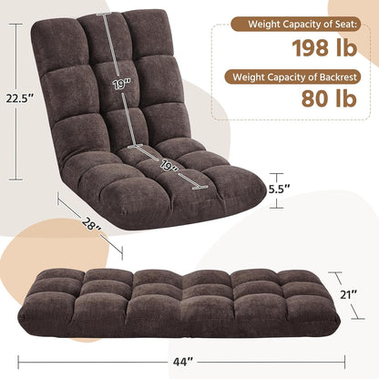 Yaheetech Adjustable Floor Chair with Back Support, Foldable Thick Padded Seat for Meditation&Gaming on Floor, Space Saving Lazy Lounger for Bedroom Dorm, Black