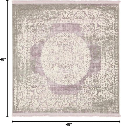 Unique Loom New Classical Collection Area Rug - Olwen (4'Round, Purple/ Gray)