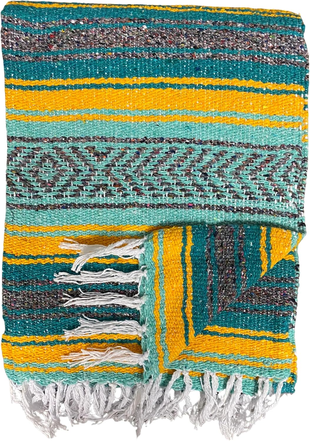 Del Mex Classic Mexican Blanket, Large Authentic Woven Falsa Throw (70"x50"), Artisan Southwest Décor for Beach, Yoga, Outdoors (Lavender)