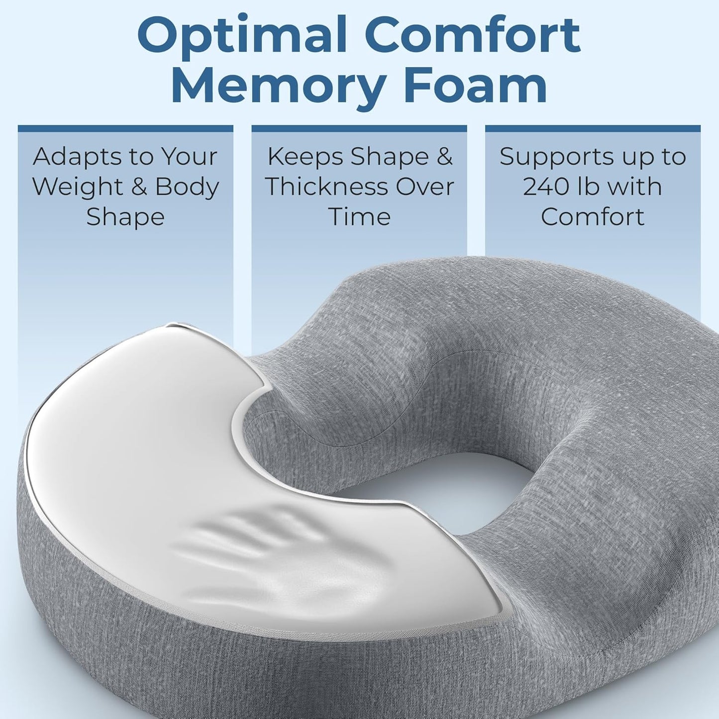 5 STARS UNITED Donut Pillow Hemorrhoid Tailbone Cushion – Large Floor Cushion for Pain Relief – Coccyx, Prostate, Sciatica, Pelvic Floor, Pressure Sores, Pregnancy, Postpartum Recovery, Black