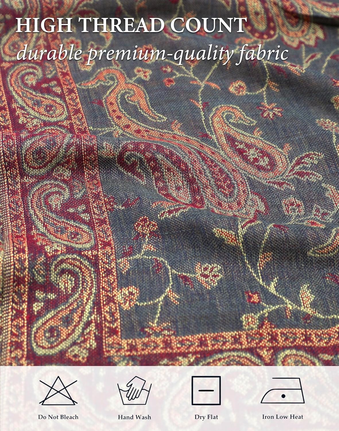 Achillea Reversible Paisley Pashmina Rave Scarf – Exotic Indian Shawls and Wraps for Evening Dresses, Festivals, All Seasons - Colors B