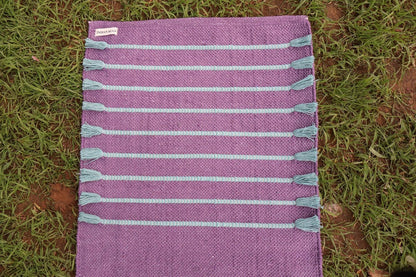 Cotton Organic Yoga Mat - Eco-Friendly Hand-Woven Rug - Handloom Foldable Yoga Mat for Everyday Fitness Maditation Rug - (24”x72”)