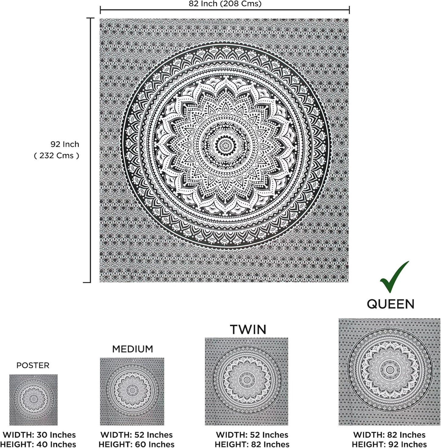 raajsee Indian Cotton Green Tapestry Mandala Wall Hangings- Tapestry For Bedroom - Indie Wall Tapestry Hippie Room Decor - Boho Small Tapestrys Aesthetic 30x40 Inches