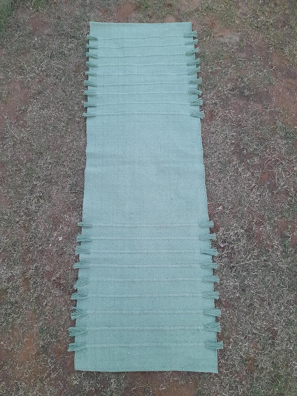Indian Handmade100 % Organic Anti Skid Multi Colour Cotton Yoga Mat - Eco-Friendly Hand-Woven Rug - Non-Slip & Thick (24”x72”x5mm) for Hot yoga & Everyday Fitness at Home - Comfortable & Foldable Extra-Long Mat