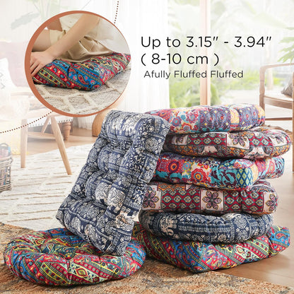 Codi Boho Floor Pillow, Large Meditation Cushion for Adults, Square Pillows Seating for Yoga Living Room Tatami Sitting Home Decor, Memory Foam Added, 22x22 Inch, Multi Patchwork