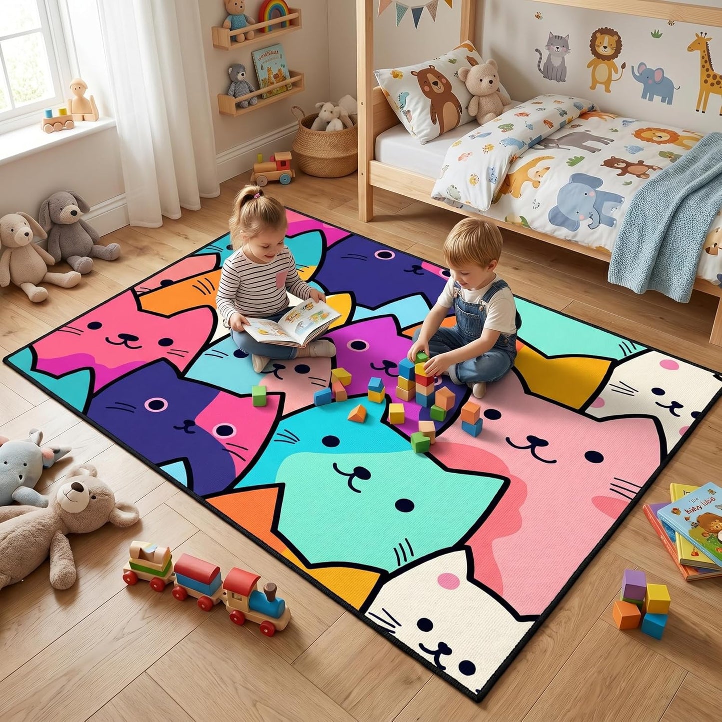 Black Girl Area Rug for Bedroom African American Rugs for Room Princess Carpet Kids Rugs for Bedroom African Girls Carpet for Living Room Teen Girls Yoga Mats, Pink, 4'×5'
