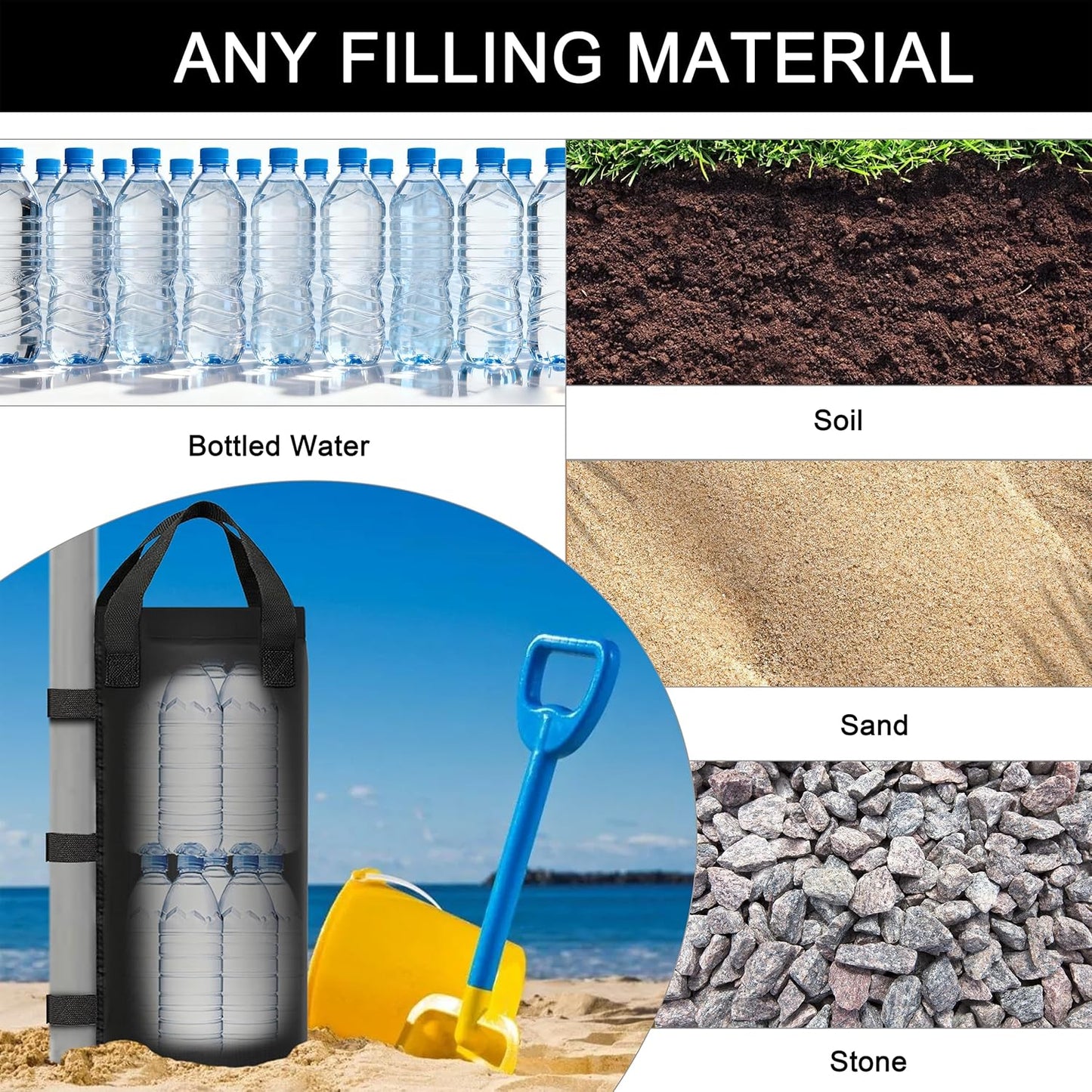112 LBS Canopy Weights Sand Bags for Weight Windproof Pop up Canopy Tent (No Sand)-4 Pack