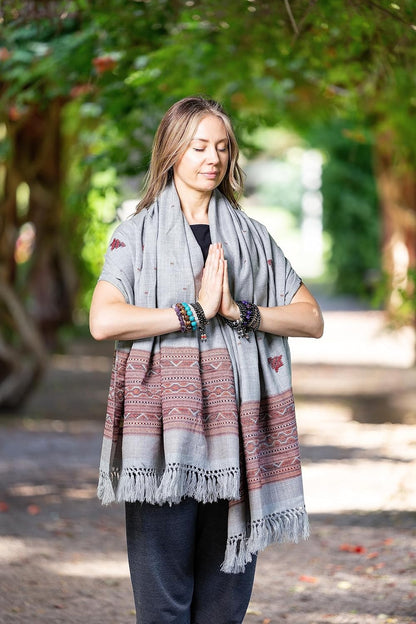 Exotic Vegan Meditation Shawl - Large Unisex Prayer Wrap, Oversize Scarf & Versatile Indian Style Blanket