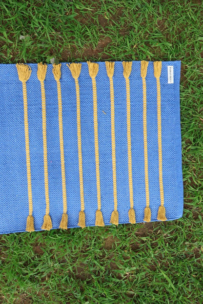 Cotton Organic Yoga Mat - Eco-Friendly Hand-Woven Rug - Handloom Foldable Yoga Mat for Everyday Fitness Maditation Rug - (24”x72”)