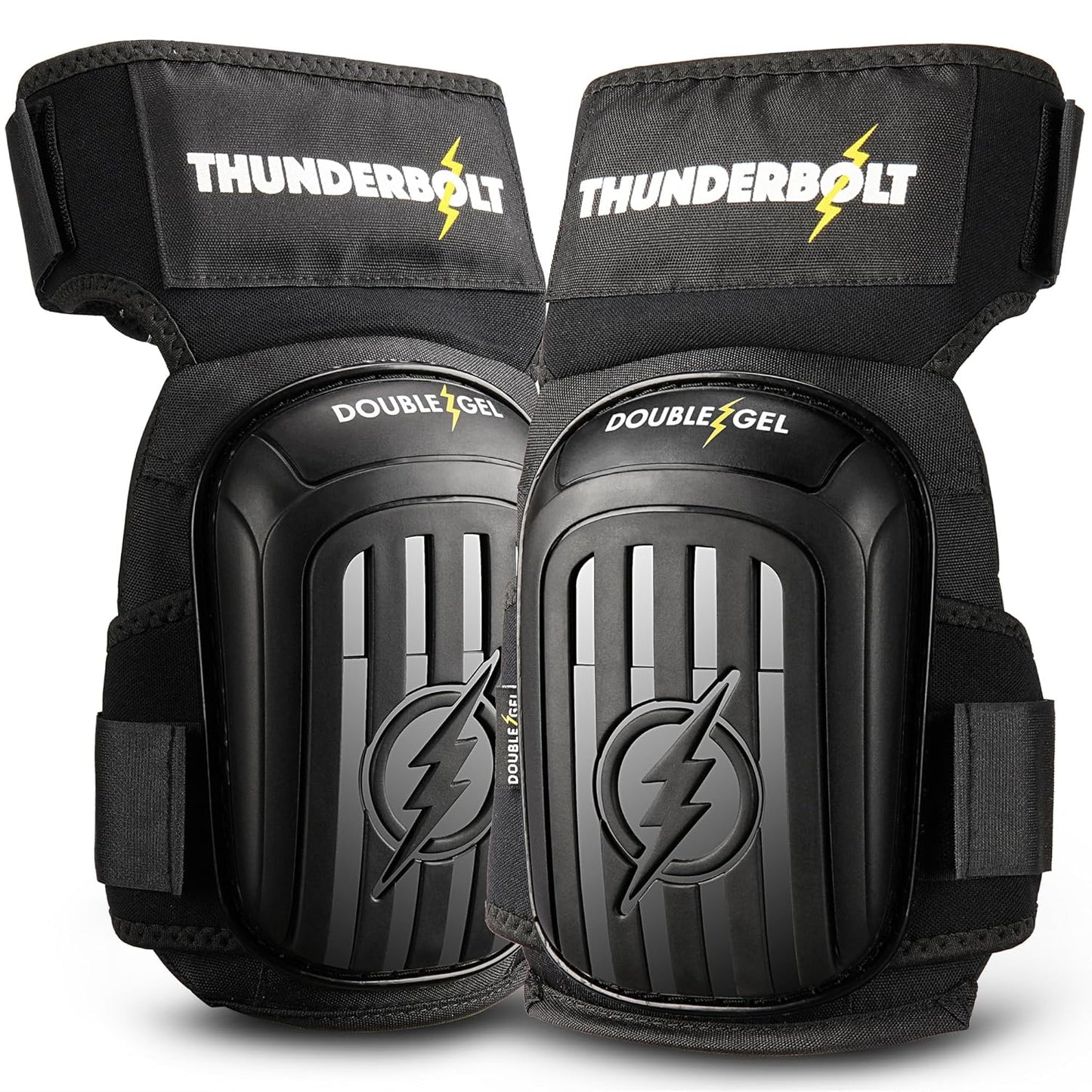 Thunderbolt Knee Pads for Men Construction Knee Pads for Work for Men and Women with Double Gel for Gardening Flooring Roofing Heavy Duty with Extra Thick Foam and Strong Adjustable Non-Slip Straps