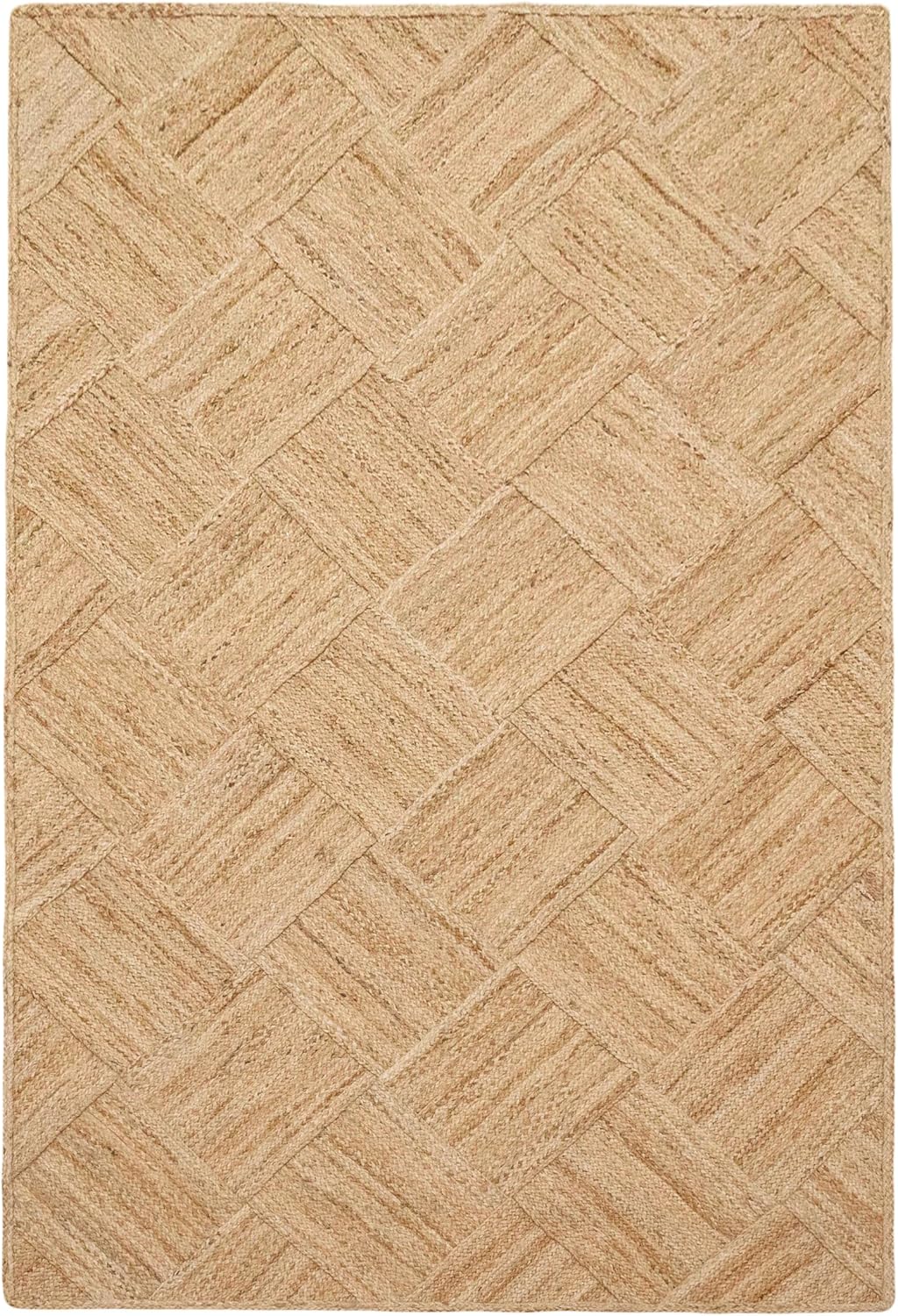 Hand Braided Jute 4 Ft Square Kilim Rug Flatweave Pink Geometric Pattern Jute Sisal Rug, Thick 0.27 Inch Indoor Outdoor Carpet for Kitchen, Bedside, Yoga Mat - Colors A