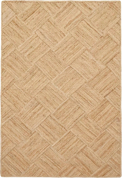 Hand Braided Jute 4 Ft Square Kilim Rug Flatweave Pink Geometric Pattern Jute Sisal Rug, Thick 0.27 Inch Indoor Outdoor Carpet for Kitchen, Bedside, Yoga Mat - Colors A