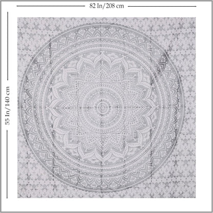 THE ART BOX Original Gold Tapestry Wall Hanging Mandala – Cotton Throw Tapestry – Boho Bedding White and Gold Medium Bedspread 54x60 Inches – Meditation & Yoga Rug Mat