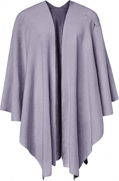 PULI Womens Large Cross Front Poncho Sweater Wrap Topper Knitted Elegant Shawls Cape for Fall Winter
