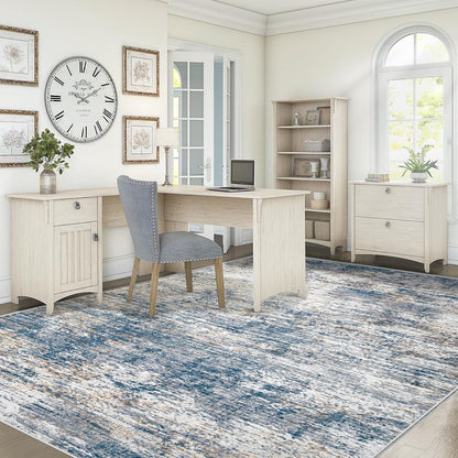 XLUEZ 8x10 Area Rugs for Living Room, Washable Modern Abstract Large Area Rug Neutral Soft Non Slip Kids Rug Stain Resistant Indoor Carpet for Bedroom Nursery Dining Children's Room(Blue, 8'x10')