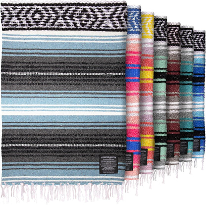 Hydration Nation Authentic Large Handwoven Mexican Blanket - Soft Yoga - Durable Serape - Lightweight Falsa, Beach, Camping, Picnic, Outdoor 70"x50" - Mandarin