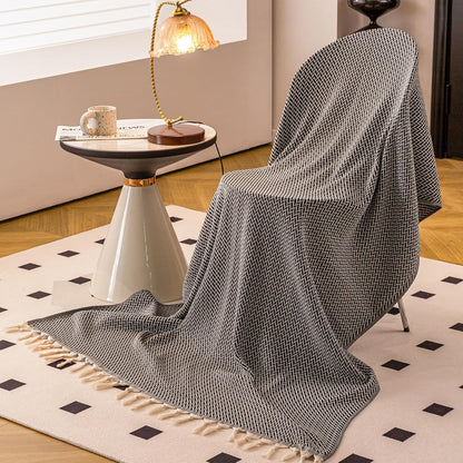 Peshtemania Premium Cotton Throw Blanket, 50x60 inches, Light Blue, Turkish Herringbone, Farmhouse Decor, Yoga Blanket, Picnic Blanket