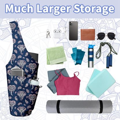 Yoga Bag for Women, Large Yoga Mat Bag Tote Carrier with Wet Dry Pocket, Water Bottle Holder & Adjustable Strap, Fits 1/2" Thick Yoga Mat for Gym, Pilates, Travel, Work