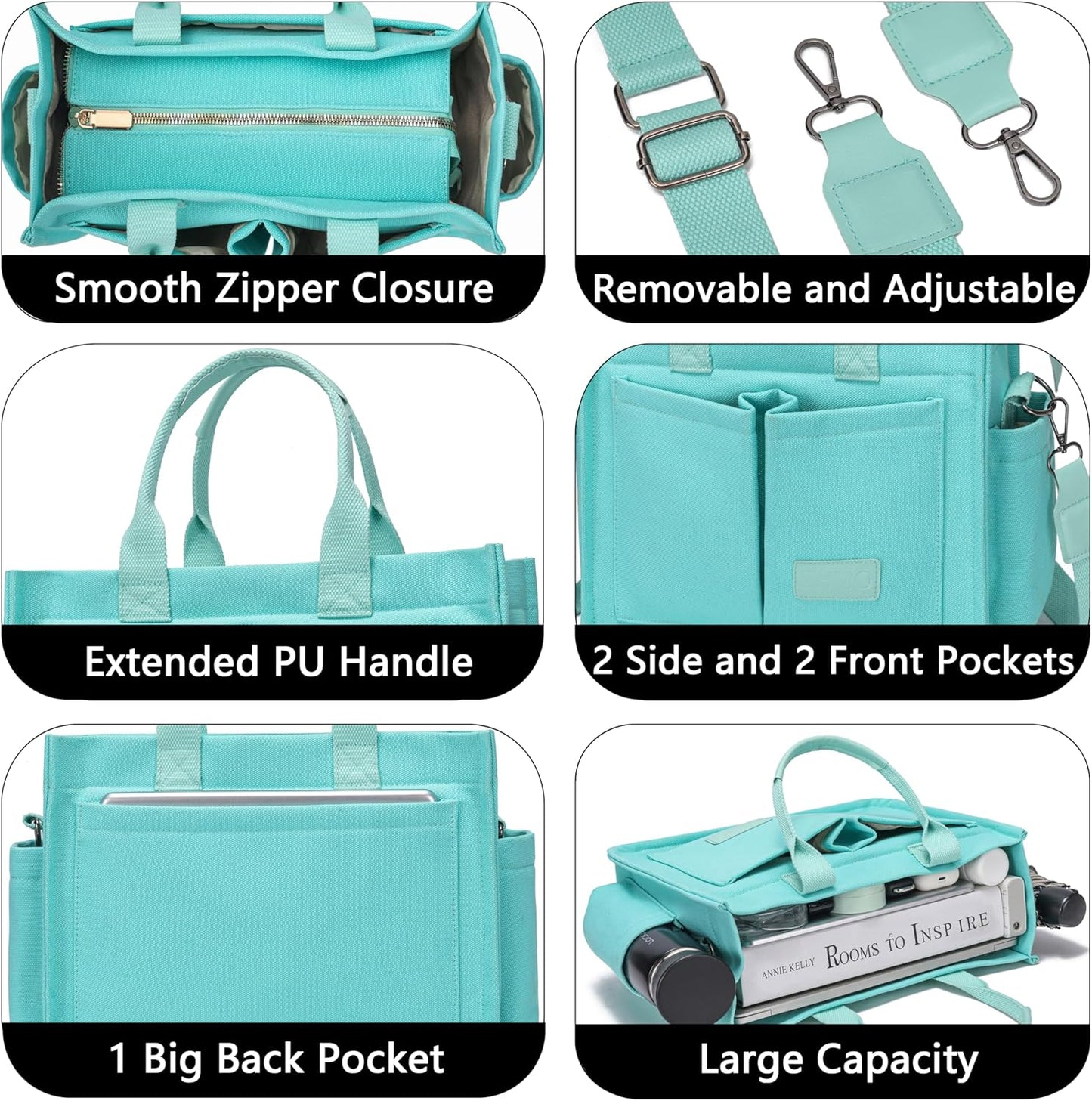 ZHMO Canvas Tote Bag for Women,Women's Bags Crossbody Bags Work Laptop Tote Bag Large Handbags Purse for Travel Nurse Teacher