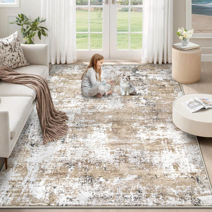 XLUEZ 8x10 Area Rugs for Living Room, Washable Modern Abstract Large Area Rug Neutral Soft Non Slip Kids Rug Stain Resistant Indoor Carpet for Bedroom Nursery Dining Children's Room(Blue, 8'x10')