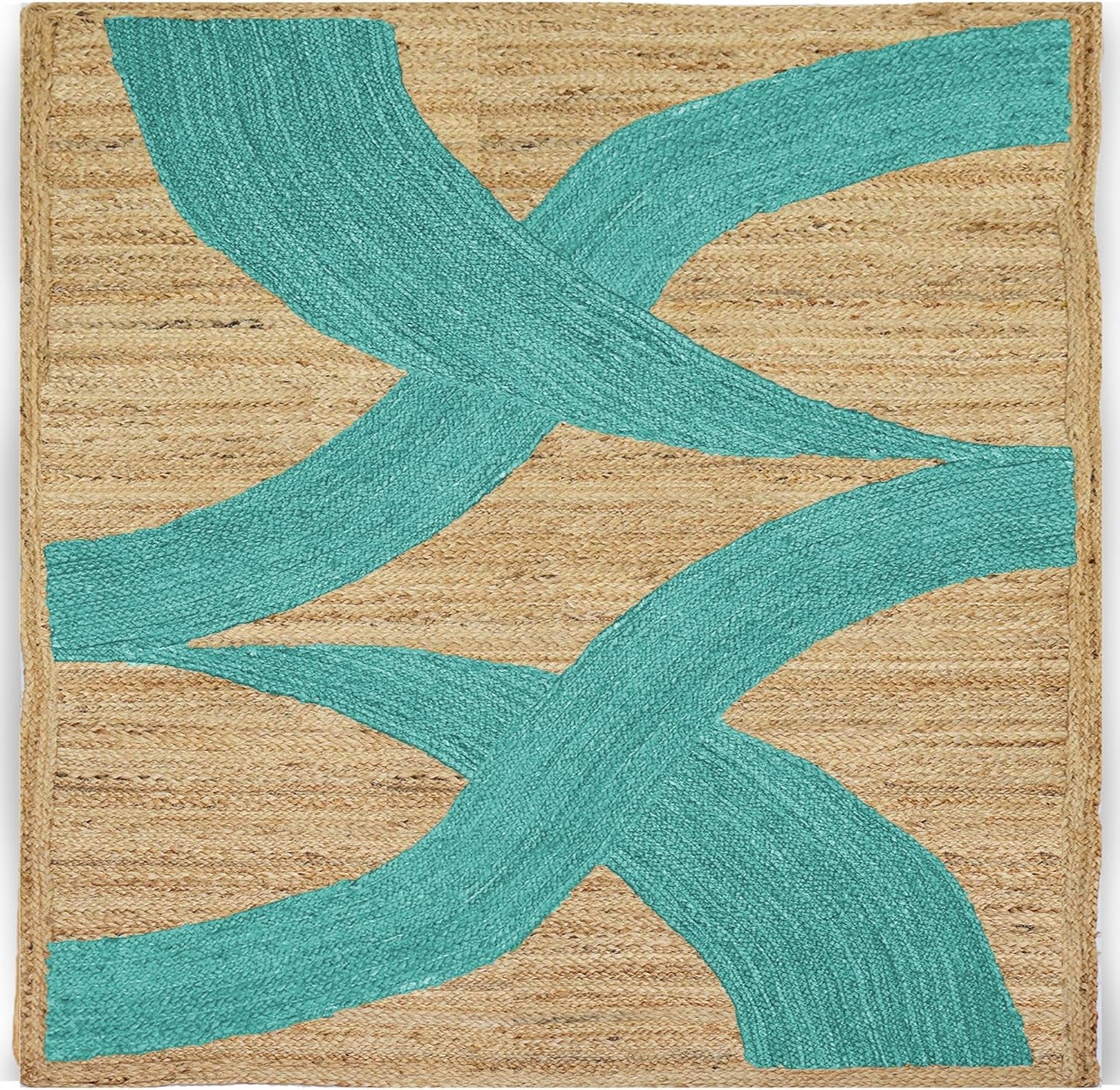 Premium Quality Jute Rug 4x6 Feet Area Rug Natural Fiber Jute Rugs Thick 0.27" Black Abstract Pattern Geometric Rugs for Kids Room, Living Room, Yoga Mat, Indoor Outdoor Carpet - Colors B