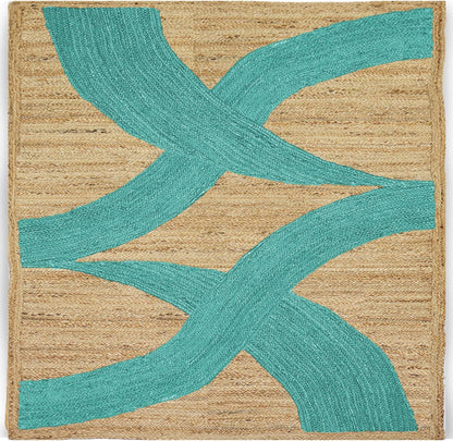 Premium Quality Jute Rug 4x6 Feet Area Rug Natural Fiber Jute Rugs Thick 0.27" Black Abstract Pattern Geometric Rugs for Kids Room, Living Room, Yoga Mat, Indoor Outdoor Carpet - Colors C