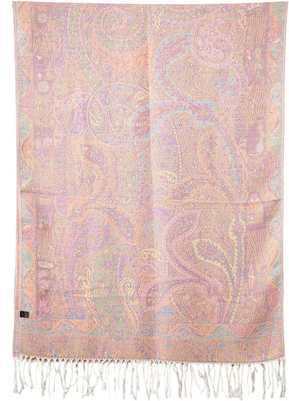 Achillea Reversible Paisley Pashmina Rave Scarf – Exotic Indian Shawls and Wraps for Evening Dresses, Festivals, All Seasons - Colors A
