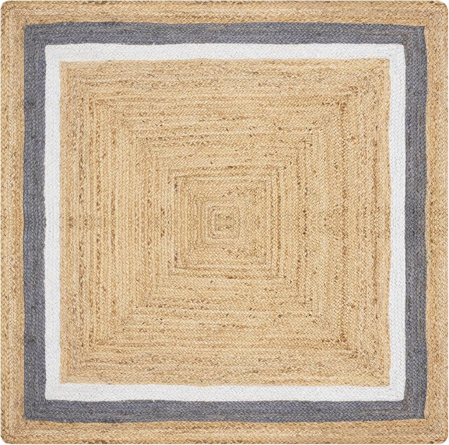 Heavy Material Hand Braided Jute 3x5 Natural Jute Beige Multi Geometric Design Hand Woven Rug Flatweave Area Carpet Indoor Outdoor Rugs for Kitchen Garden Yoga Mat - Colors B