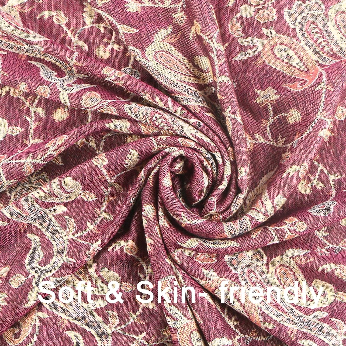 Ciormis Two Tone Silky Paisley Pashmina Shawl Scarf,Soft Women's Rave Jacquard Pashminas Wrap Scarves