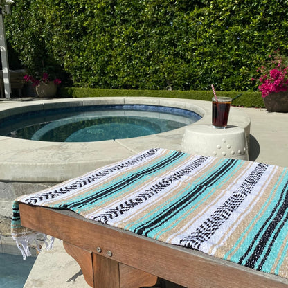 Del Mex Classic Mexican Blanket, Large Authentic Woven Falsa Throw (70"x50"), Artisan Southwest Décor for Beach, Yoga, Outdoors (Lavender)