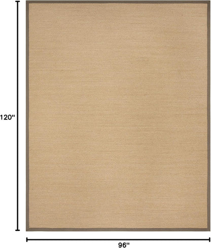 SAFAVIEH Area Rug 11x15 - Natural Fiber Collection - Large - Maize & Linen Color, Sisal, Woven Design with Border (NF141B) - Colors A