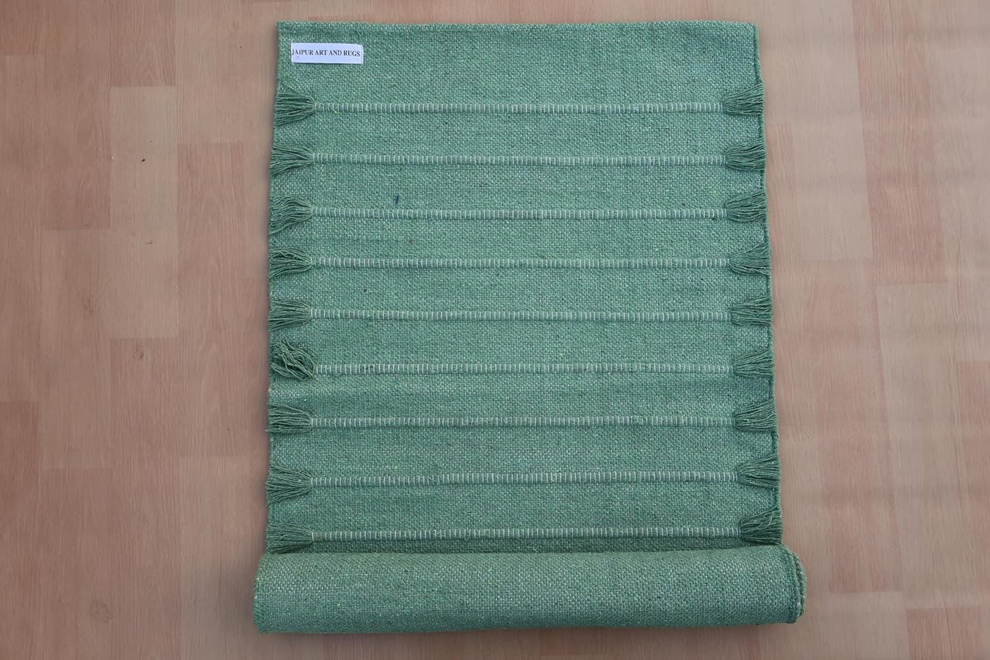 Jaipur art & Rugs Organic Cotton Yoga Mat - Eco-Friendly Hand-Woven Rug - Non Slip & Thick (24”x72”x5mm) for Everyday Fitness at Home - Comfortable Extra-Long