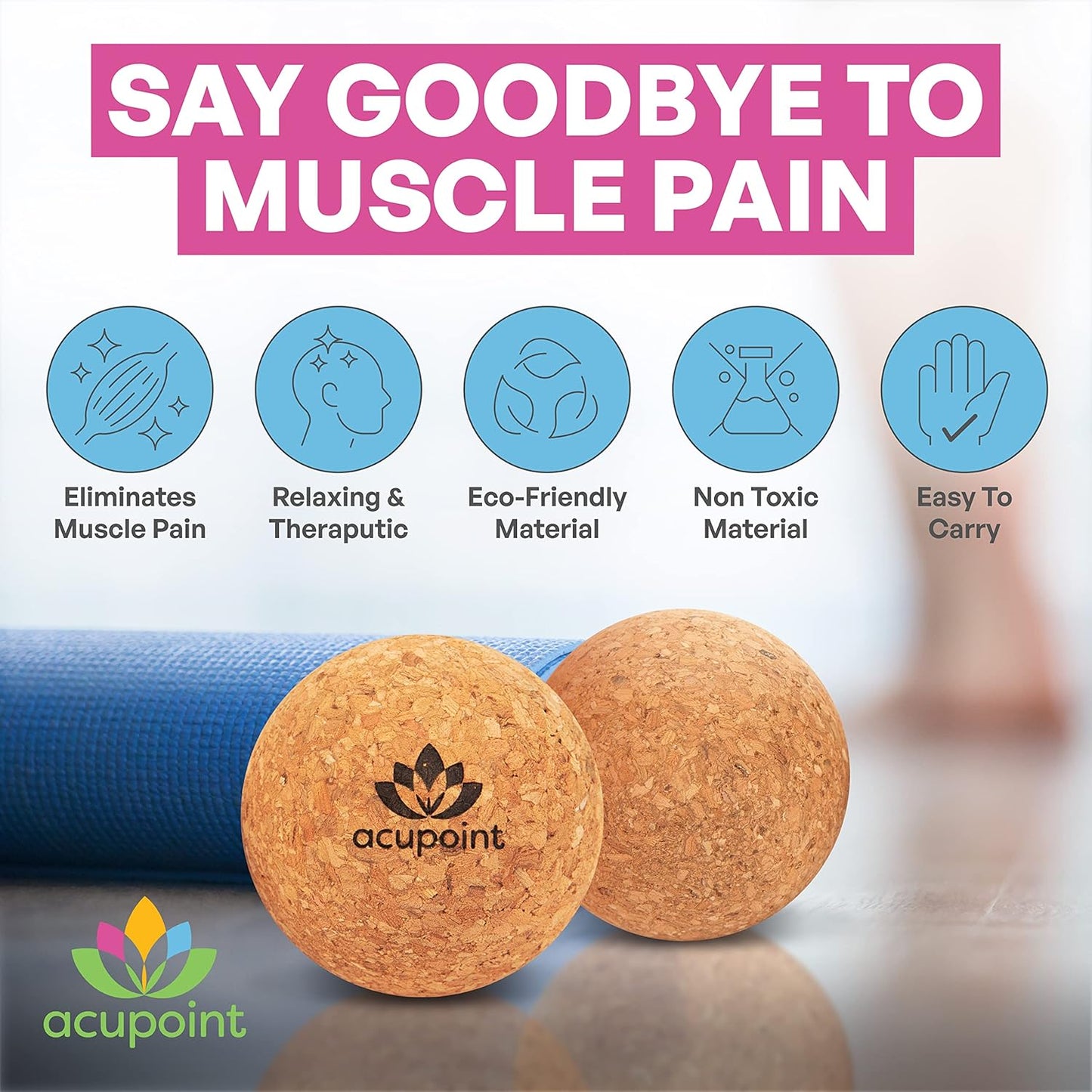 Acupoint Physical Massage Therapy Ball Set - Ideal for Yoga, Deep Tissue Massage, Trigger Point Therapy and Myofascial Release Physical Therapy Equipment