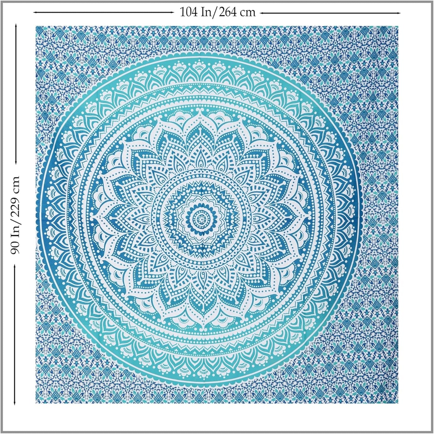 THE ART BOX Original Gold Tapestry Wall Hanging Mandala – Cotton Throw Tapestry – Boho Bedding White and Gold Medium Bedspread 54x60 Inches – Meditation & Yoga Rug Mat