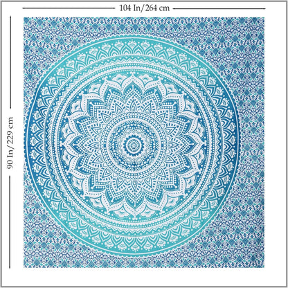 THE ART BOX Original Gold Tapestry Wall Hanging Mandala – Cotton Throw Tapestry – Boho Bedding White and Gold Medium Bedspread 54x60 Inches – Meditation & Yoga Rug Mat
