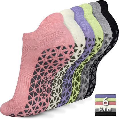 Non Slip Yoga Socks with Grips for Pilates, Ballet, Barre, Barefoot, Hospital Anti Skid Socks for Women and Men