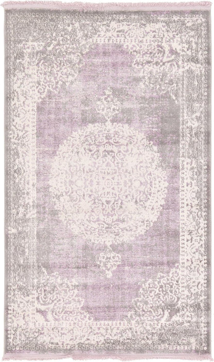Unique Loom New Classical Collection Area Rug - Olwen (4'Round, Purple/ Gray)