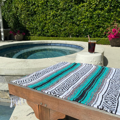 Del Mex Classic Mexican Blanket, Large Authentic Woven Falsa Throw (70"x50"), Artisan Southwest Décor for Beach, Yoga, Outdoors (Lavender)