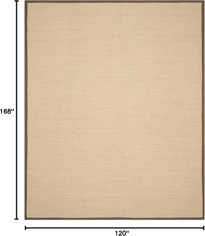 SAFAVIEH Area Rug 11x15 - Natural Fiber Collection - Large - Maize & Linen Color, Sisal, Woven Design with Border (NF141B) - Colors A