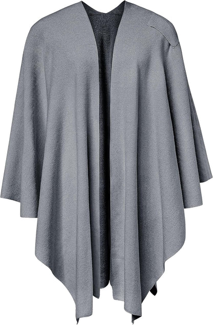 PULI Womens Large Cross Front Poncho Sweater Wrap Topper Knitted Elegant Shawls Cape for Fall Winter