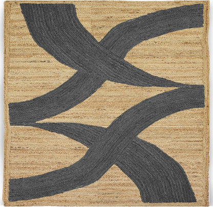 Premium Quality Jute Rug 4x6 Feet Area Rug Natural Fiber Jute Rugs Thick 0.27" Black Abstract Pattern Geometric Rugs for Kids Room, Living Room, Yoga Mat, Indoor Outdoor Carpet - Colors B