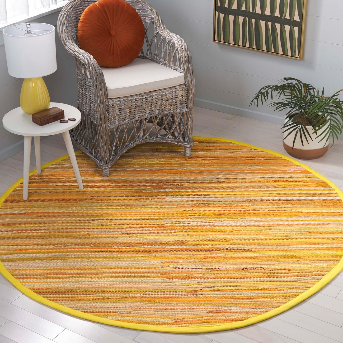 SAFAVIEH Area Rug 3x5 - Rag Rug Collection - Blue & Multi, Handmade Cotton, Boho Stripe Pattern, Ideal for Entryway, Living Room, Bedroom, Dining Space (RAR130B)