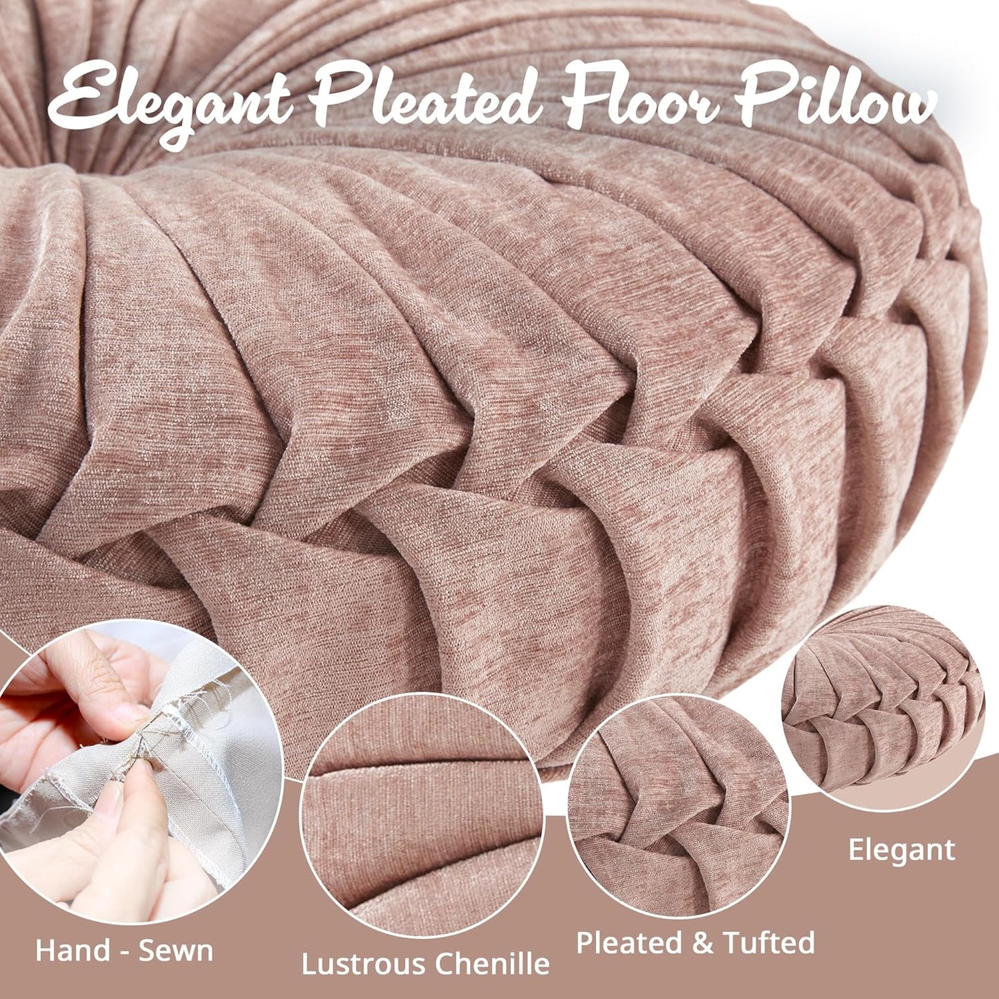 Intelligent Design Large Floor Pillow for Adults Yoga or Meditation Cushion with Handle, Floor Cushion for Board Games, Lustrous Chenille Tufted, Handsewn Scalloped Edge, Azza, 24" x 24" x 5" Yellow