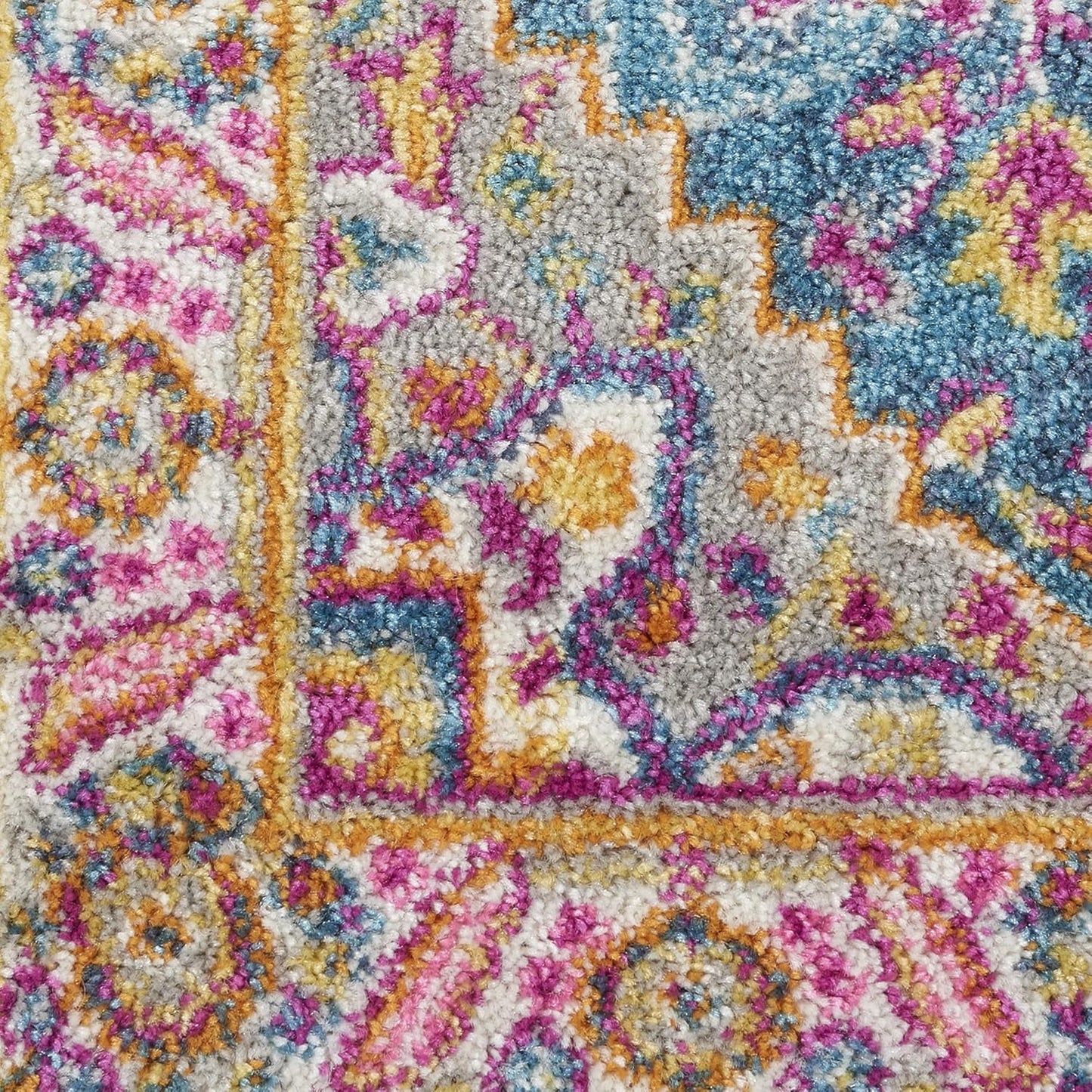 Nourison Home Passion Teal Multicolor 9' x 12' Area Rug - Easy Clean, Non Shedding, Bed Room, Living Room, Dining Room, Kitchen (9' x 12')