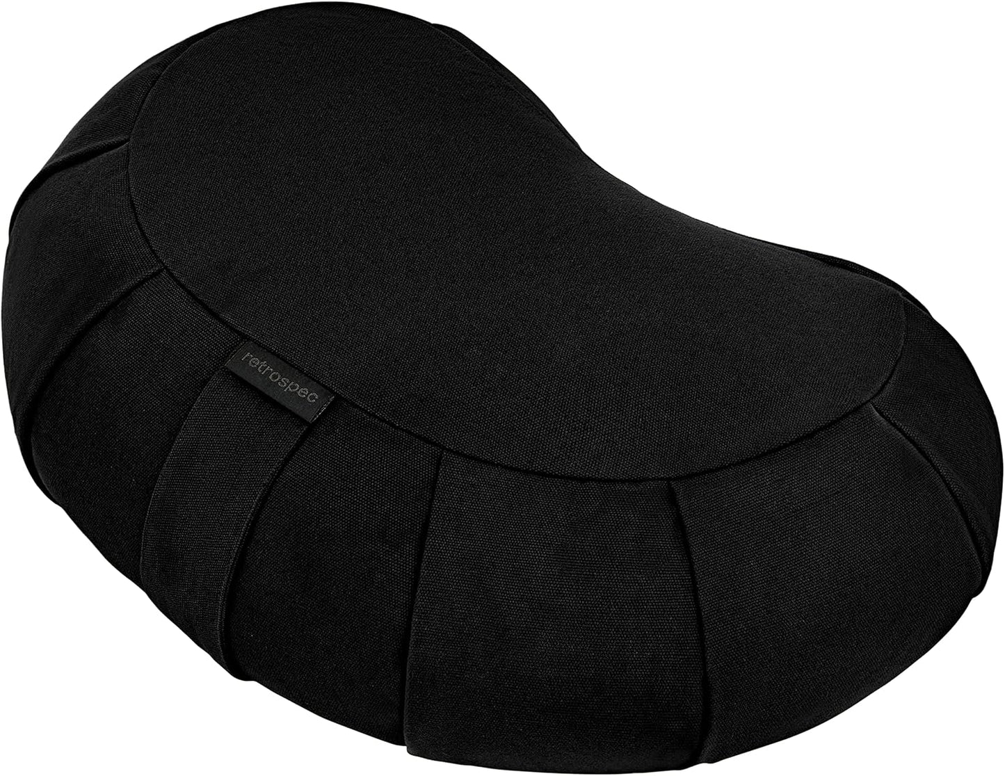 Retrospec Sedona Zafu Meditation Cushion with Buckwheat Hull Fill - Adjustable Yoga & Pilates Equipment Support - 17in Crescent Cotton Cover