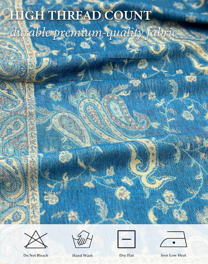 Achillea Reversible Paisley Pashmina Rave Scarf – Exotic Indian Shawls and Wraps for Evening Dresses, Festivals, All Seasons - Colors A