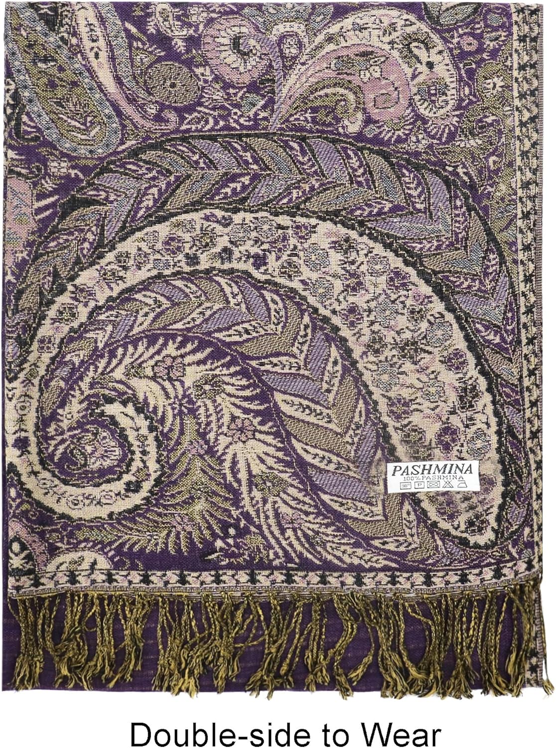 vimate Silky Paisley Pashmina Shawl Scarf-Women's Soft Double-side Jacquard Pashminas Wrap for Evening Dress Travel Shawl