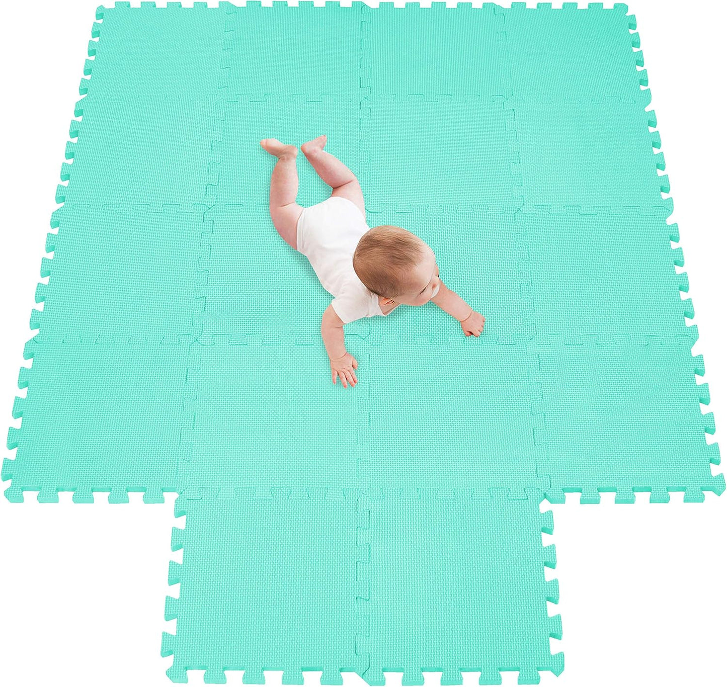 meiqicool Foam Play Mat Thick Soft EVA Interlocking Foam Floor Mats Children Yoga Exercise Multi Jigsaw Puzzle Blocking Board Kids Playmats Play Grey 18 Piece L