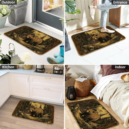 Doormat Yoga Frog Front Door Mat Indoor Outdoor Entrance,Pink Lotus Flower Door Mat Waterproof Low Profile All-Season,Easy Clean Patio Porch Entryway Floor Rug 17x29 Inch