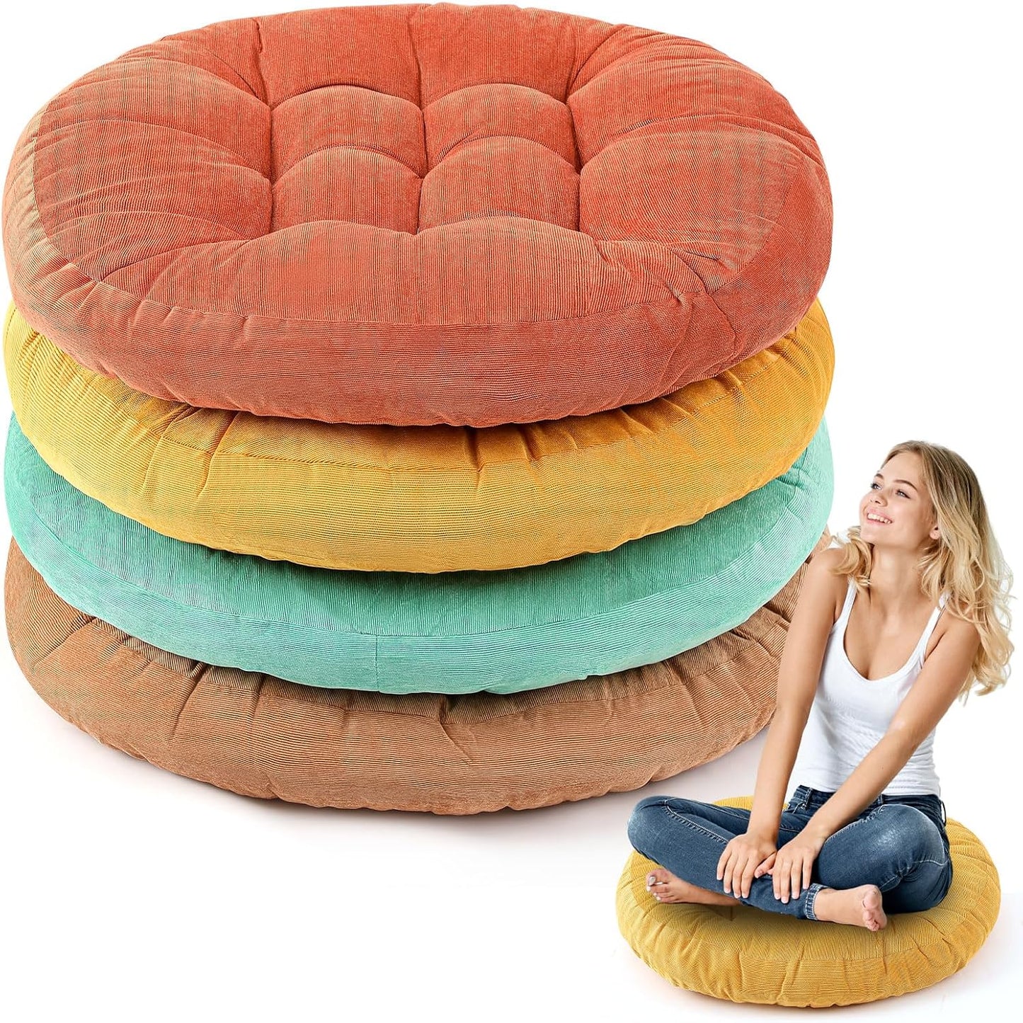 Jerify Floor Pillow Cushions Large Round Square Large Meditation Floor Pillow for Classroom Adult Meditation Picnic Party Seating Learning Daycare School(Square,Mixed Colors,4 Pcs)